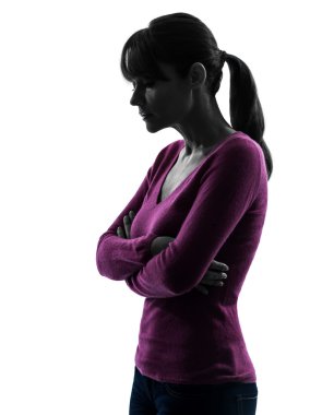 kadın düşünme üzüntü portre siluet