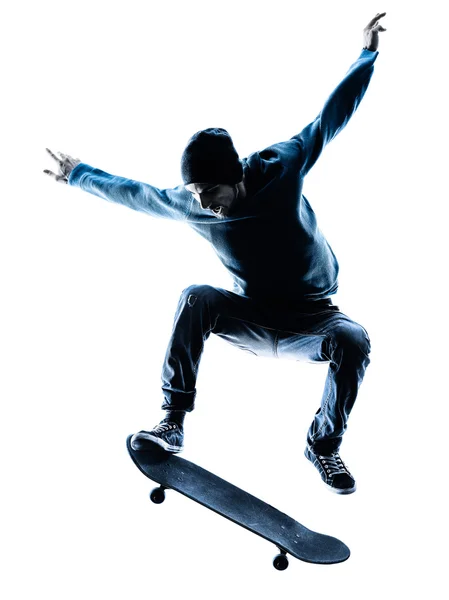 Man skateboarder skateboarding silhouette — Stock Photo, Image