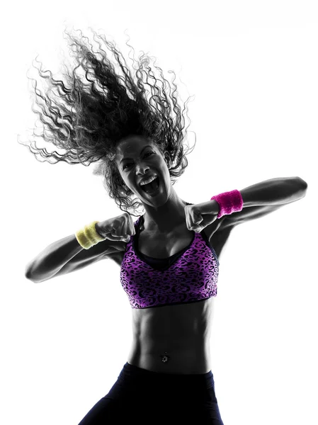 Femme zumba danseuse danse exercices silhouette — Photo