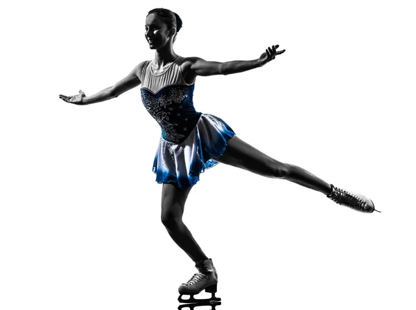 女性の氷のスケーターのスケートのシルエット — ストック写真