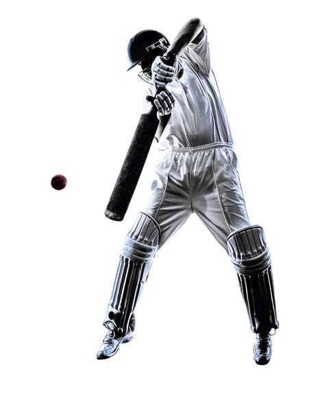 Cricket spelaren slagman siluett — Stockfoto