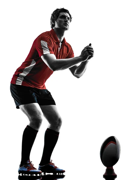 Rugby man speler silhouet — Stockfoto