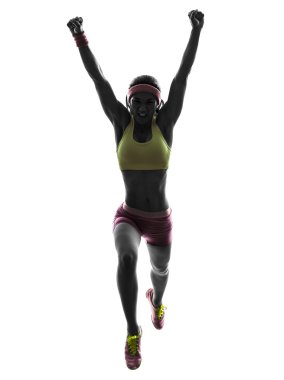 kadın atlet çalışan atlama siluet