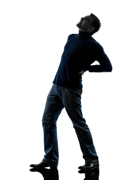 Man backache pain silhouette full length — Stock Photo, Image