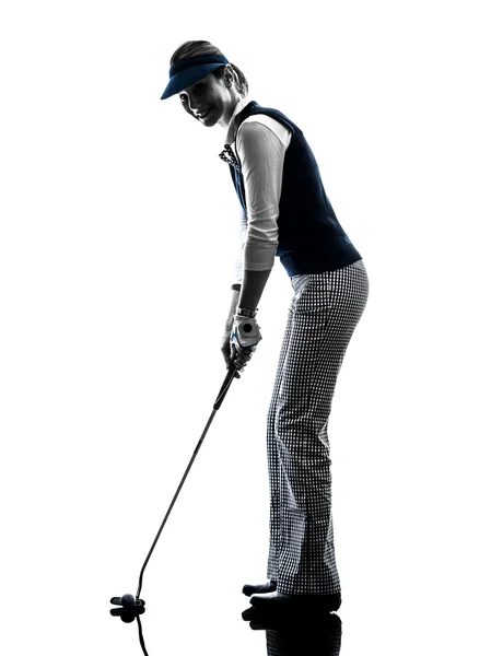 Mujer golfista golfing silueta — Foto de Stock