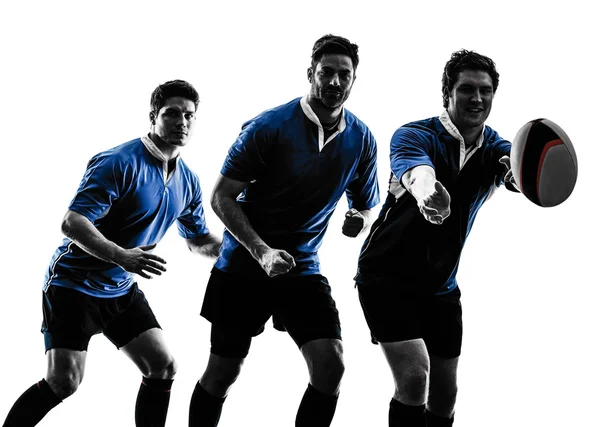 Rugby män spelare siluett — Stockfoto