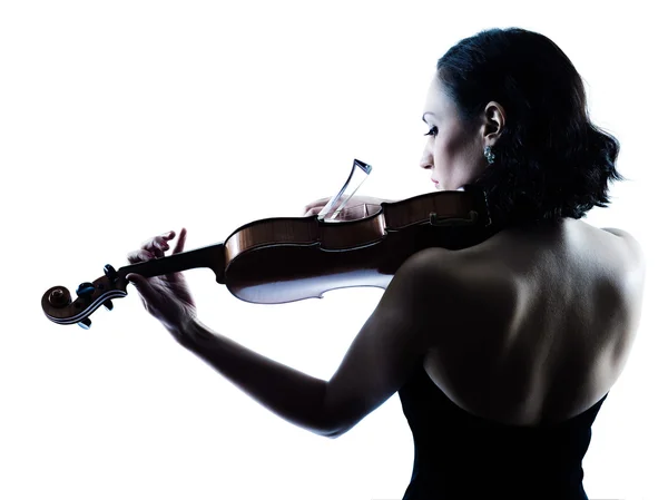 Violist vrouw slihouette geïsoleerd — Stockfoto