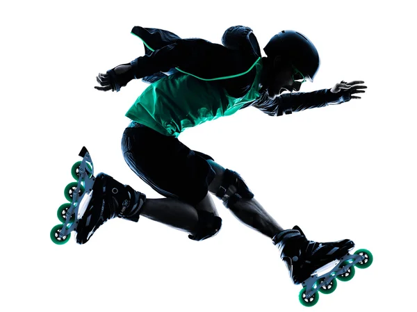 Uomo Roller Skater in linea Roller Blading silhouette — Foto Stock