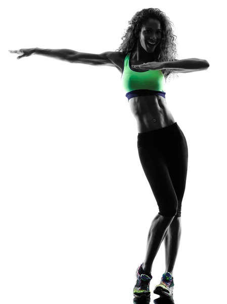 Mulher zumba dançarina dança exercícios silhueta Fotos De Bancos De Imagens