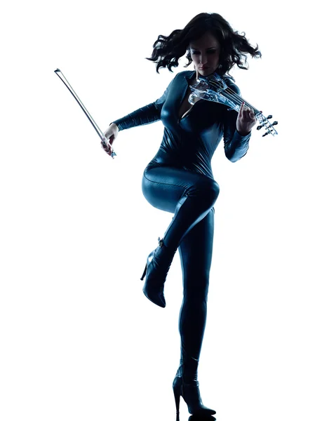 Violinista mulher slihouette — Fotografia de Stock