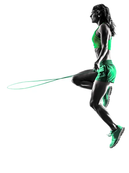 Vrouw fitness Jumping touw oefeningen — Stockfoto