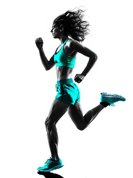 Woman runner running jogger jogging silhouette — Stock Photo, Image