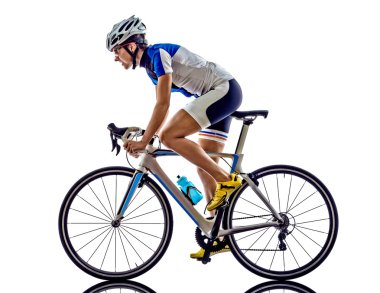 woman triathlon ironman athlete cyclist cycling clipart