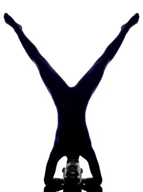 kadın vrschikasana Akrep poz yoga siluet egzersiz