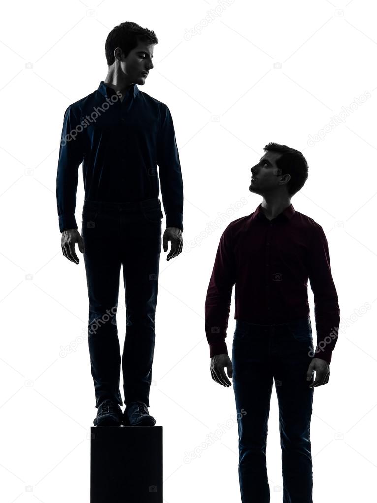 two  men twin brother friends dominant concept silhouette