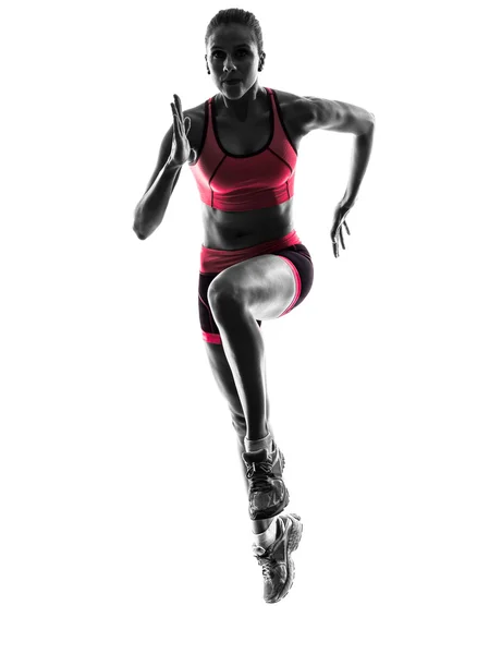 Vrouw loper, jogger joggen silhouet uitgevoerd — Stockfoto