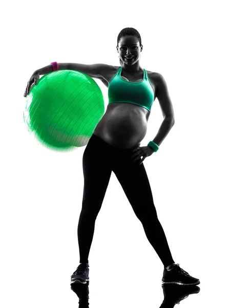 Pregnant woman fitness exercises silhouette — Stock Photo, Image