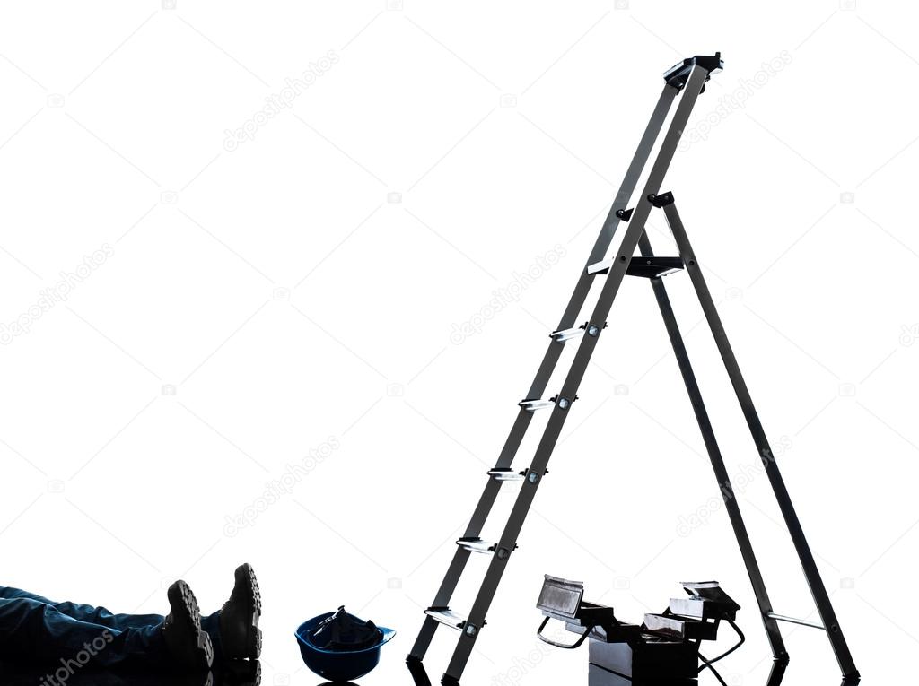 accident manual worker man falling from  ladder  silhouette