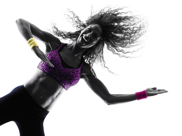 Femme zumba danseuse danse exercices silhouette — Photo