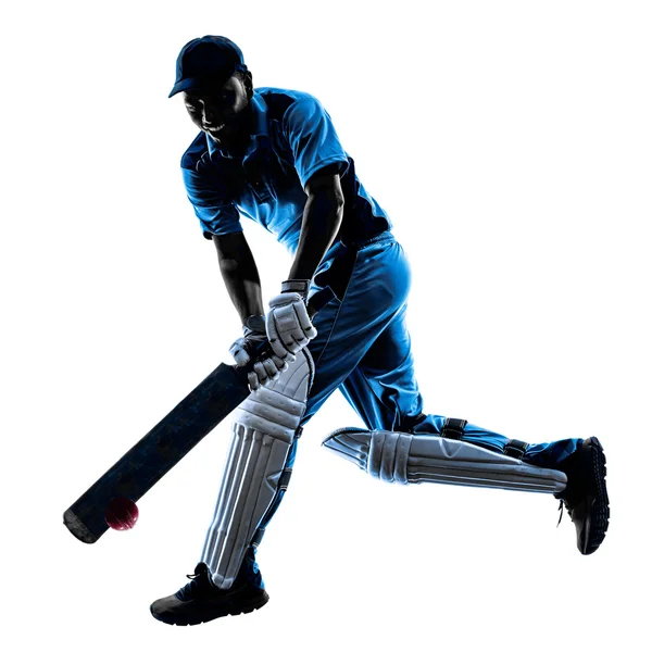 Silhouette batteur joueur de cricket — Photo