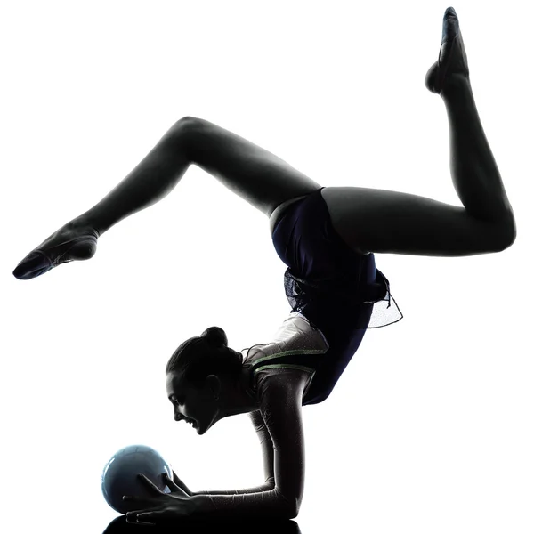 Ritmik Jimnastik teeenager kız kadın siluet — Stok fotoğraf