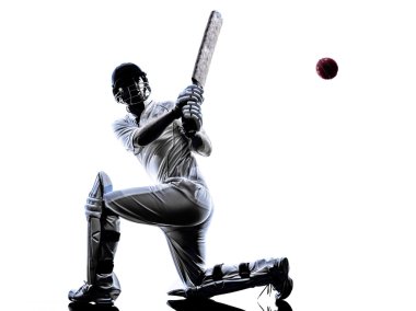 Cricket player  batsman silhouette clipart