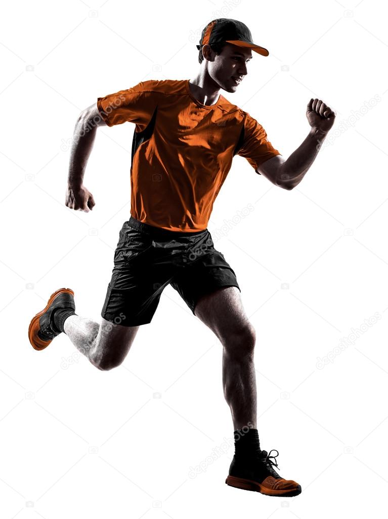 man runner jogger running jogging jumping silhouette