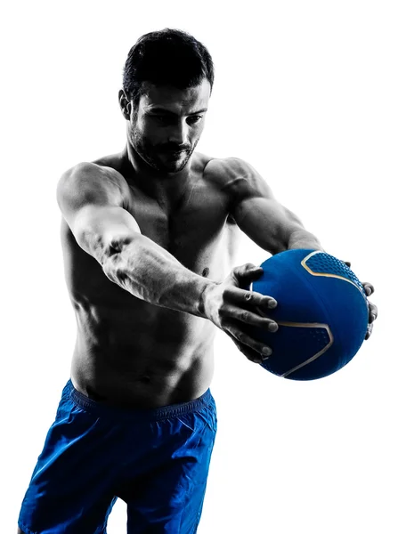 男は運動フィットネス重量演習シルエット — ストック写真
