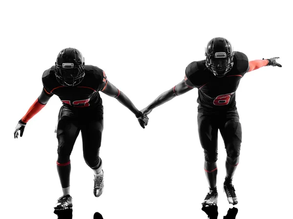 Zwei amerikanische Football-Verteidiger Silhouette lizenzfreie Stockbilder