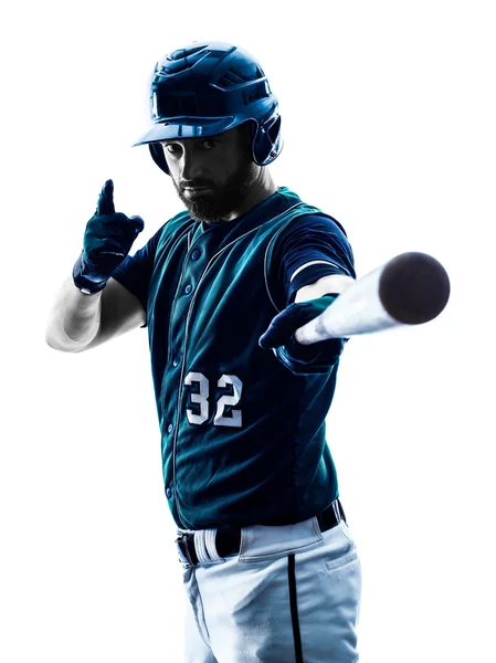 Uomo baseball giocatore silhouette isolato — Foto Stock