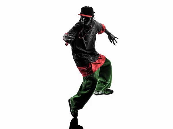 Hip hop acrobatische pauze danser breakdancing jongeman silhouet — Stockfoto