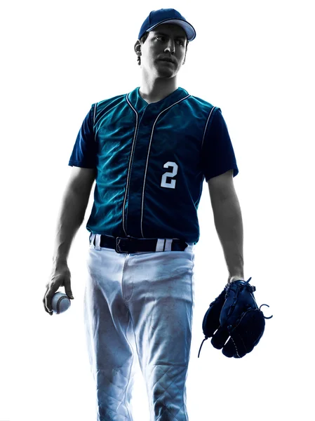 Uomo baseball giocatore silhouette isolato — Foto Stock
