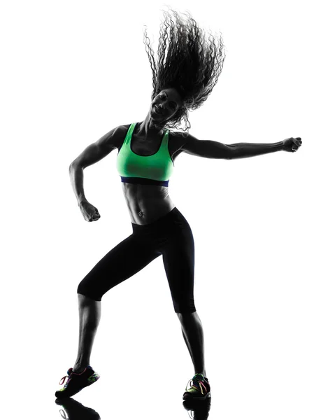 Femme zumba danseuse danse exercices silhouette — Photo