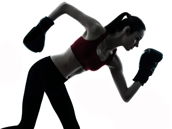 Beautiful woman exercising boxe silhouette — Stock Photo, Image