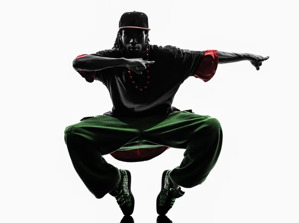 Hip hop acrobático break dançarino breakdancing jovem silhueta Imagens De Bancos De Imagens Sem Royalties