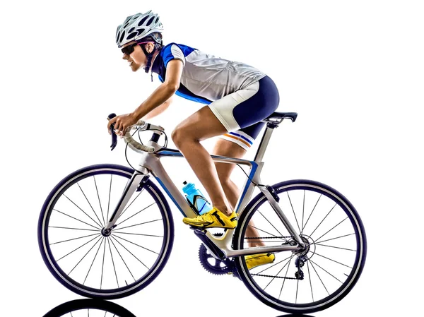 Woman triathlon ironman athlete cyclist cycling — Stock Photo, Image