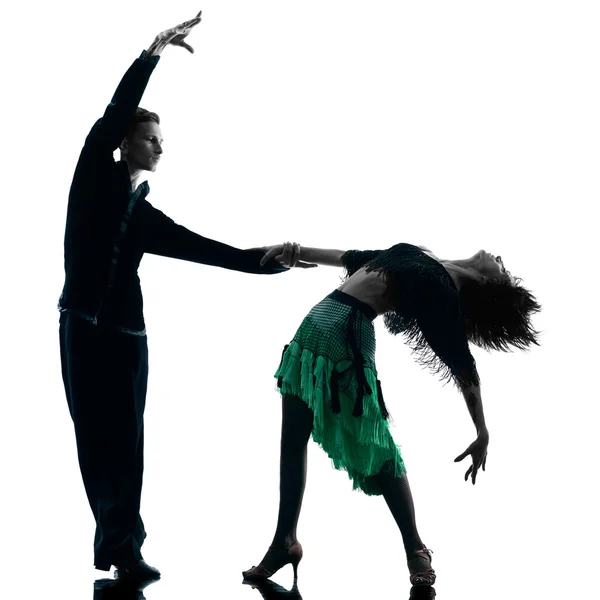 Elegancka para tancerzy tańca sylwetka — Zdjęcie stockowe