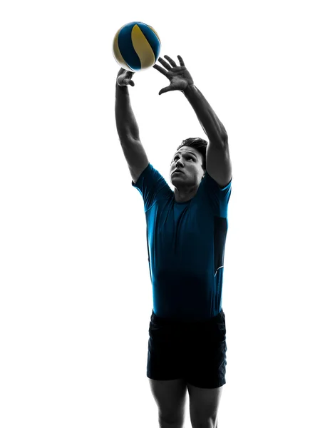 Volleyballspieler Mann Silhouette weißer Hintergrund — Stockfoto