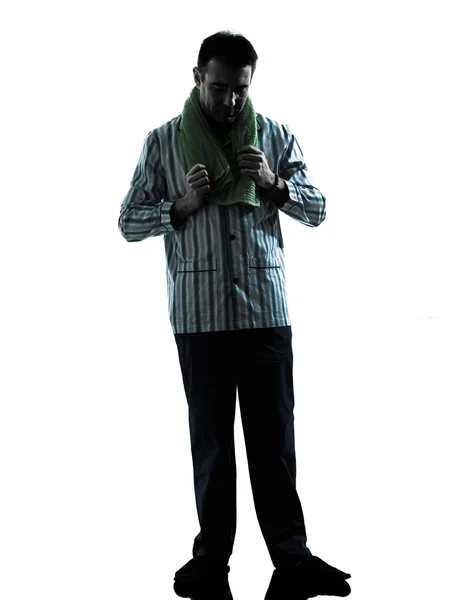 Άνθρωπος πιτζάμες υπνηλία κουρασμένος σιλουέτες — Φωτογραφία Αρχείου