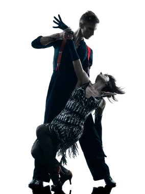 elegant couple dancers dancing silhouette clipart