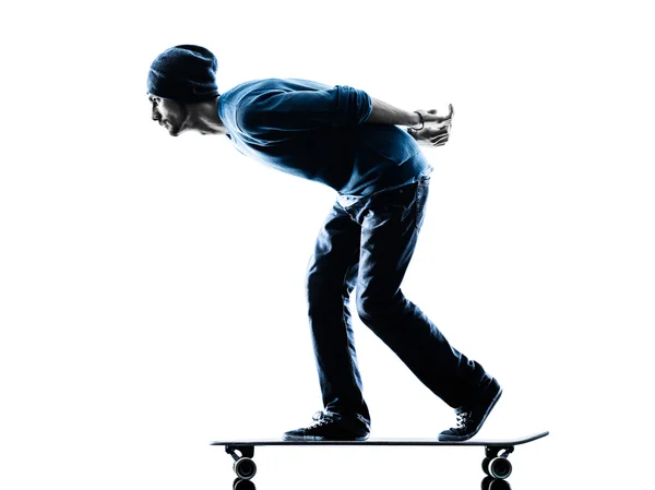 Hombre skateboarder silueta de skate —  Fotos de Stock