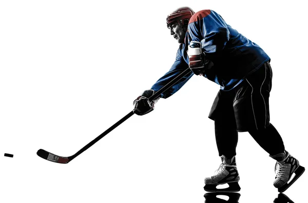 Hockey sobre hielo hombre jugador silueta — Foto de Stock