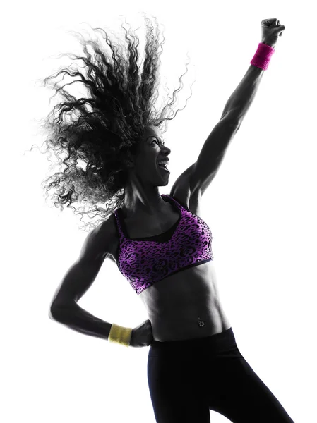 Donna zumba ballerina danza esercizi silhouette — Foto Stock