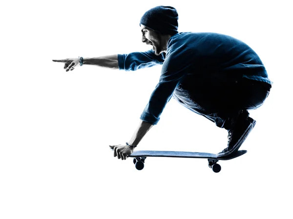 남자 스케이트 보더 스케이트 보드 실루엣 — 스톡 사진