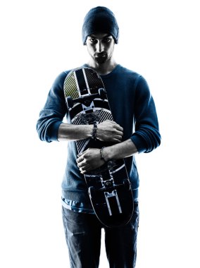 adam kaykaycı kaykay portre siluet