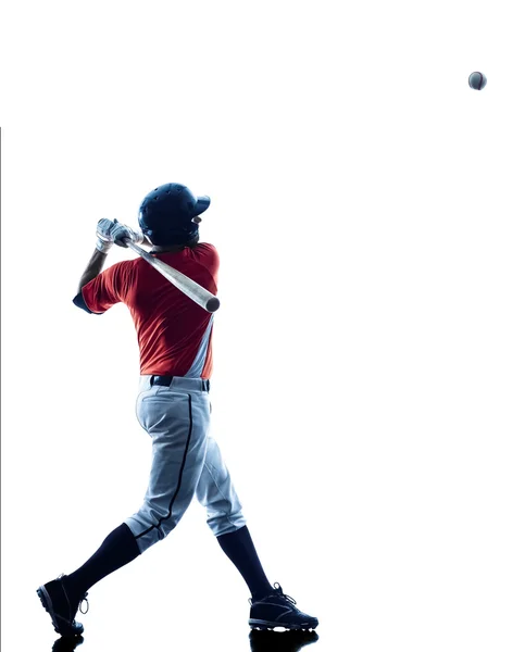 分離された男性野球選手シルエット — ストック写真