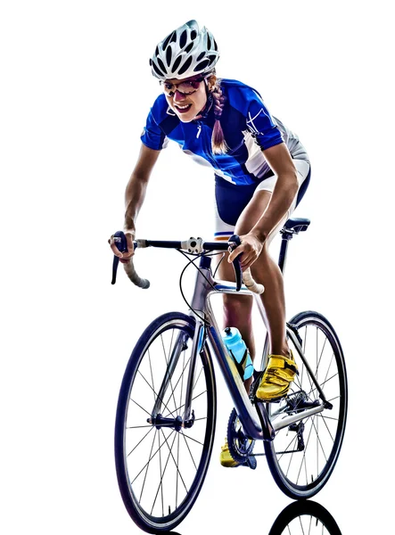 女性トライアスロン鉄人アスリート自転車サイクリング — ストック写真