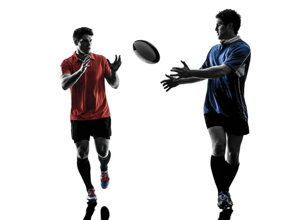 Rugby mannen spelers silhouet — Stockfoto
