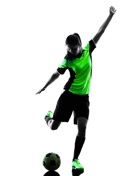 Woman soccer player isolated silhouette — Stock Photo, Image