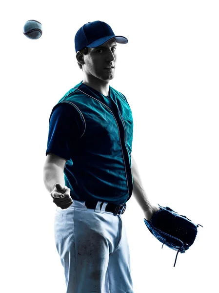 Uomo baseball giocatore silhouette isolato — Foto Stock